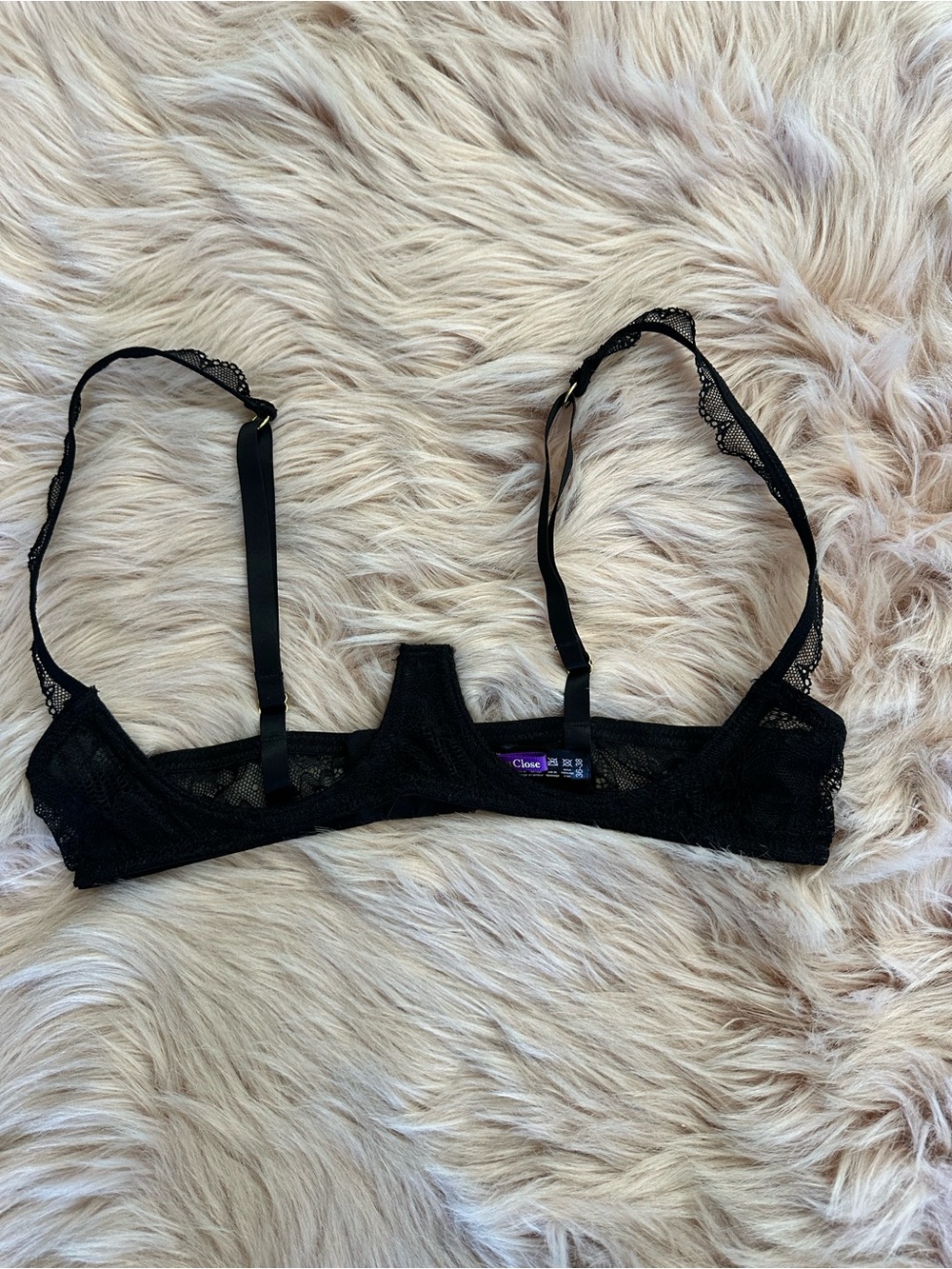 NWOT Maison Close black Lace Underbust outvert open cup couples Bra Sz 4-6